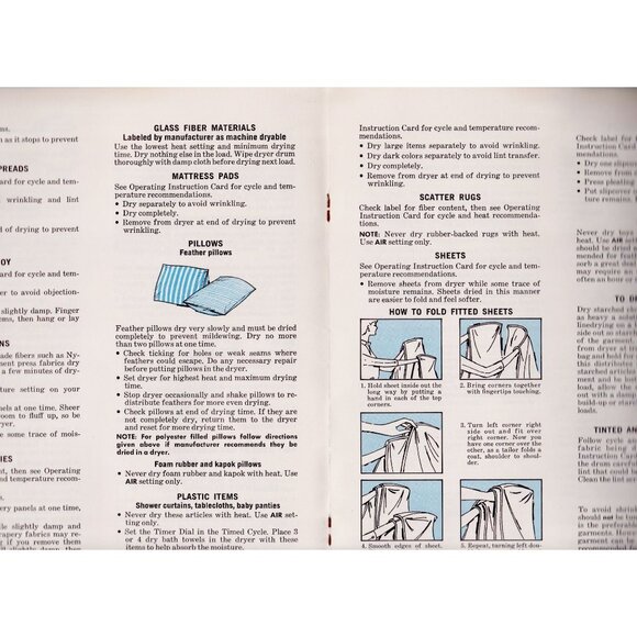 1974 Whirlpool Dryer Owner Booklet | Illustrated Fabric Guide Manual - Picture 4 of 7